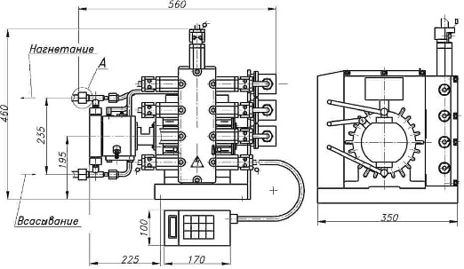 Габаритный чертёж установки дозирующей УД2/16 ОКП 36 3242